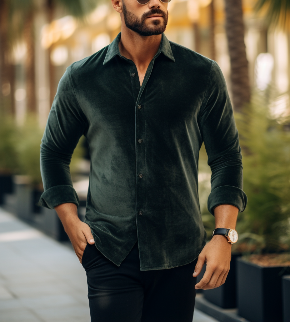 Men's Crushed Velvet Shirt