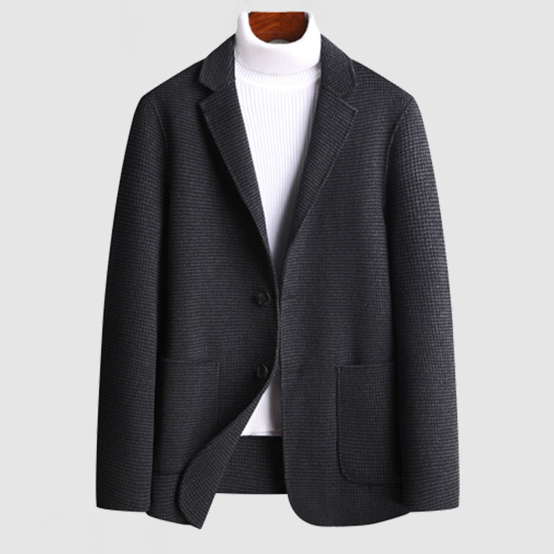 Men's Gentleman Lapel Button Wool Plaid Blazer