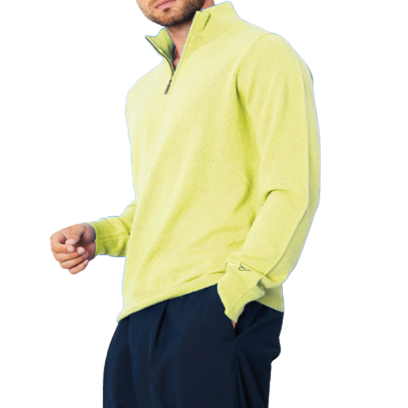 Men's Casual Zipper Long Sleeve Polo Knit Sweater